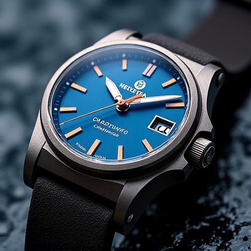 Robuste Taucheruhr aus Titan mit blauem Zifferblatt